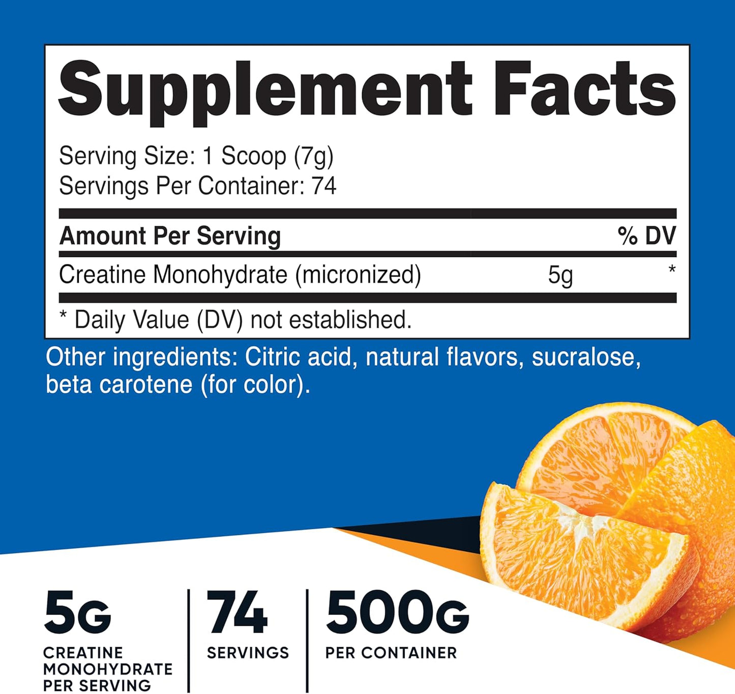 Nutricost Mandarin Orange Creatine Monohydrate Powder - 500g Micronized Supplement for Vegans - Non-GMO & Gluten-Free