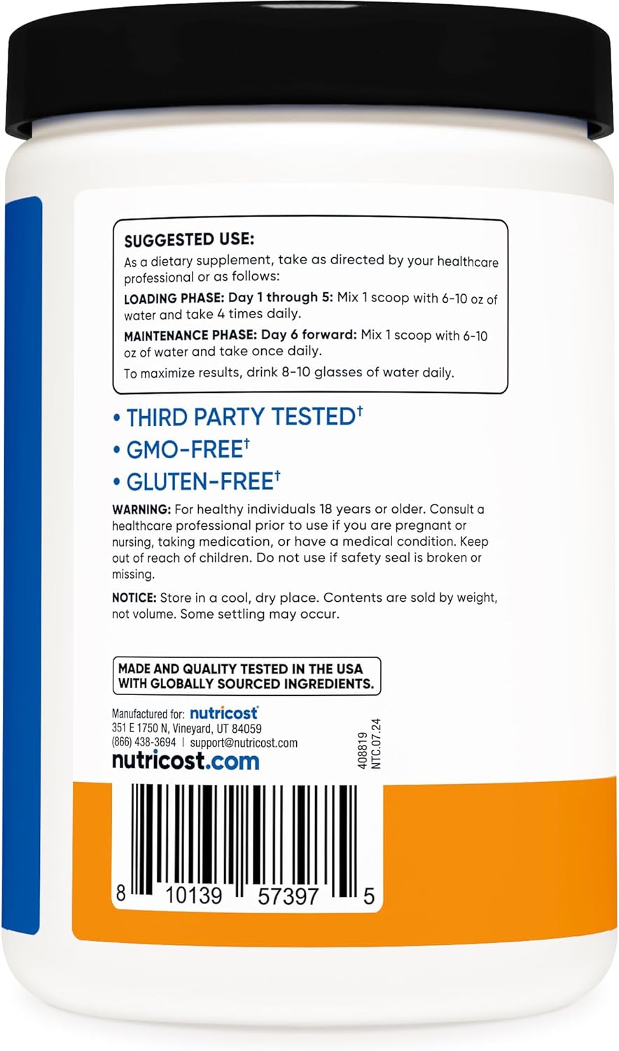 Nutricost Mandarin Orange Creatine Monohydrate Powder - 500g Micronized Supplement for Vegans - Non-GMO & Gluten-Free