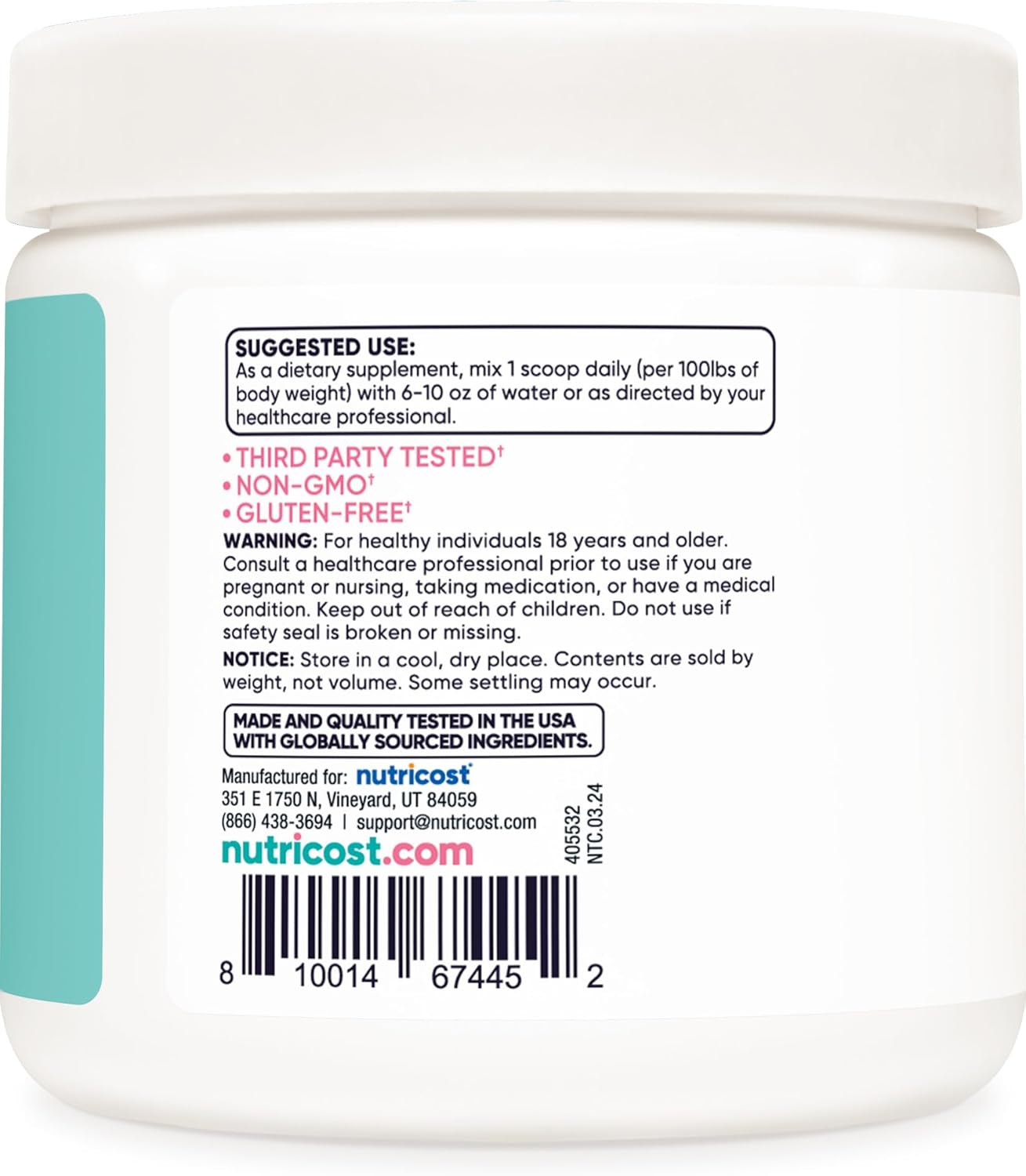 Nutricost Micronized Creatine Monohydrate Powder for Women - Unflavored, 50 Servings, Vegetarian, Non-GMO, Gluten Free