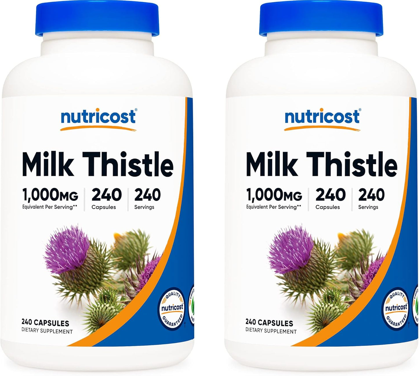 Nutricost Milk Thistle 1000mg Equivalent Capsules (2 Pack) - 4:1 Extract, Vegan, Non-GMO, Gluten Free - 240 Caps