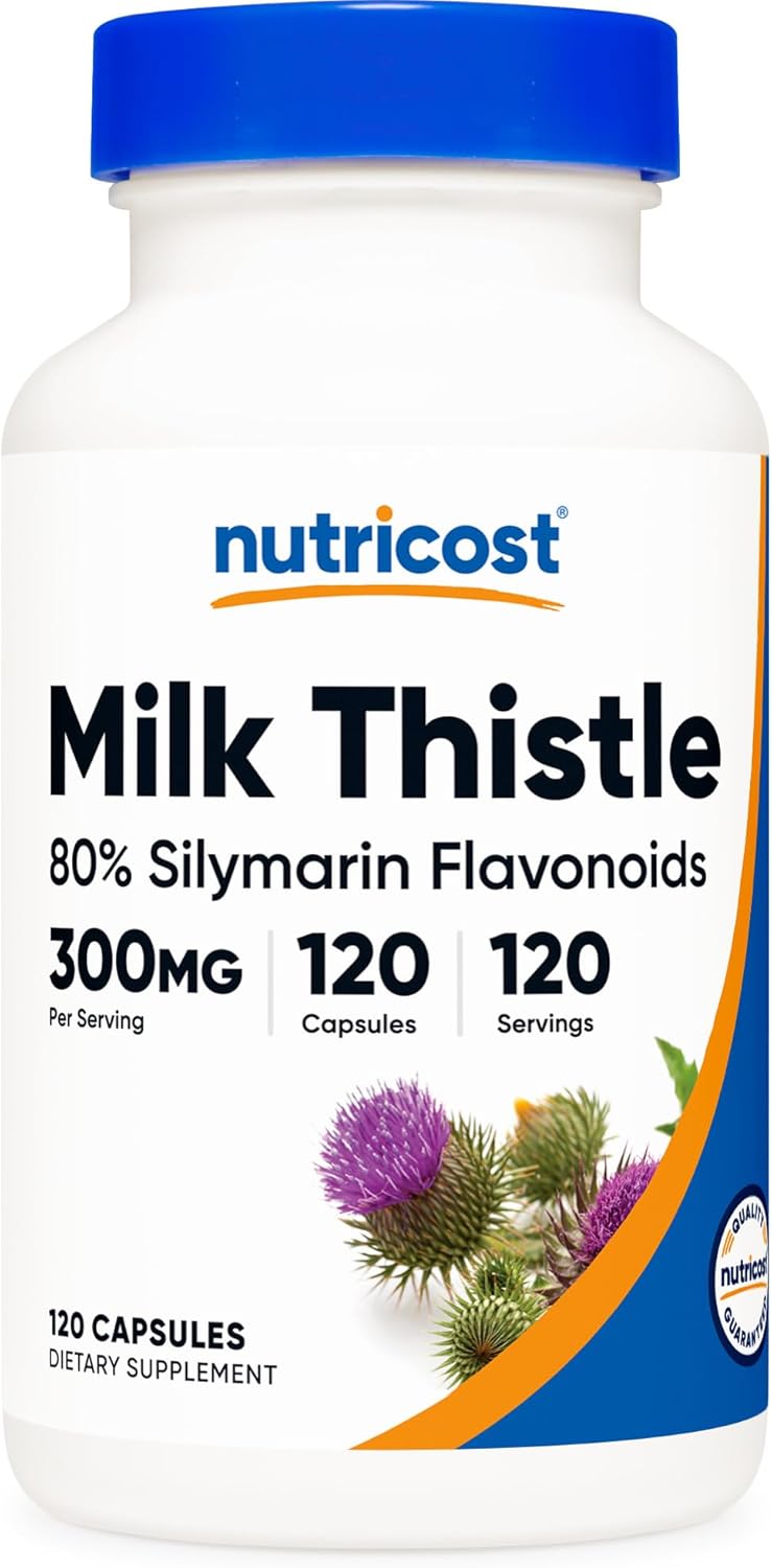 Nutricost Milk Thistle Capsules 300mg - 120 Capsules (80% Silymarin) - Gluten-Free & Non-GMO - Premium Liver Support Supplement