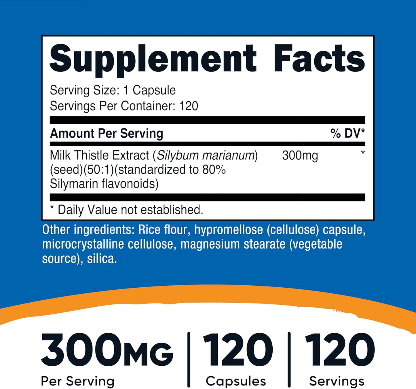 Nutricost Milk Thistle Capsules 300mg - 120 Capsules (80% Silymarin) - Gluten-Free & Non-GMO - Premium Liver Support Supplement