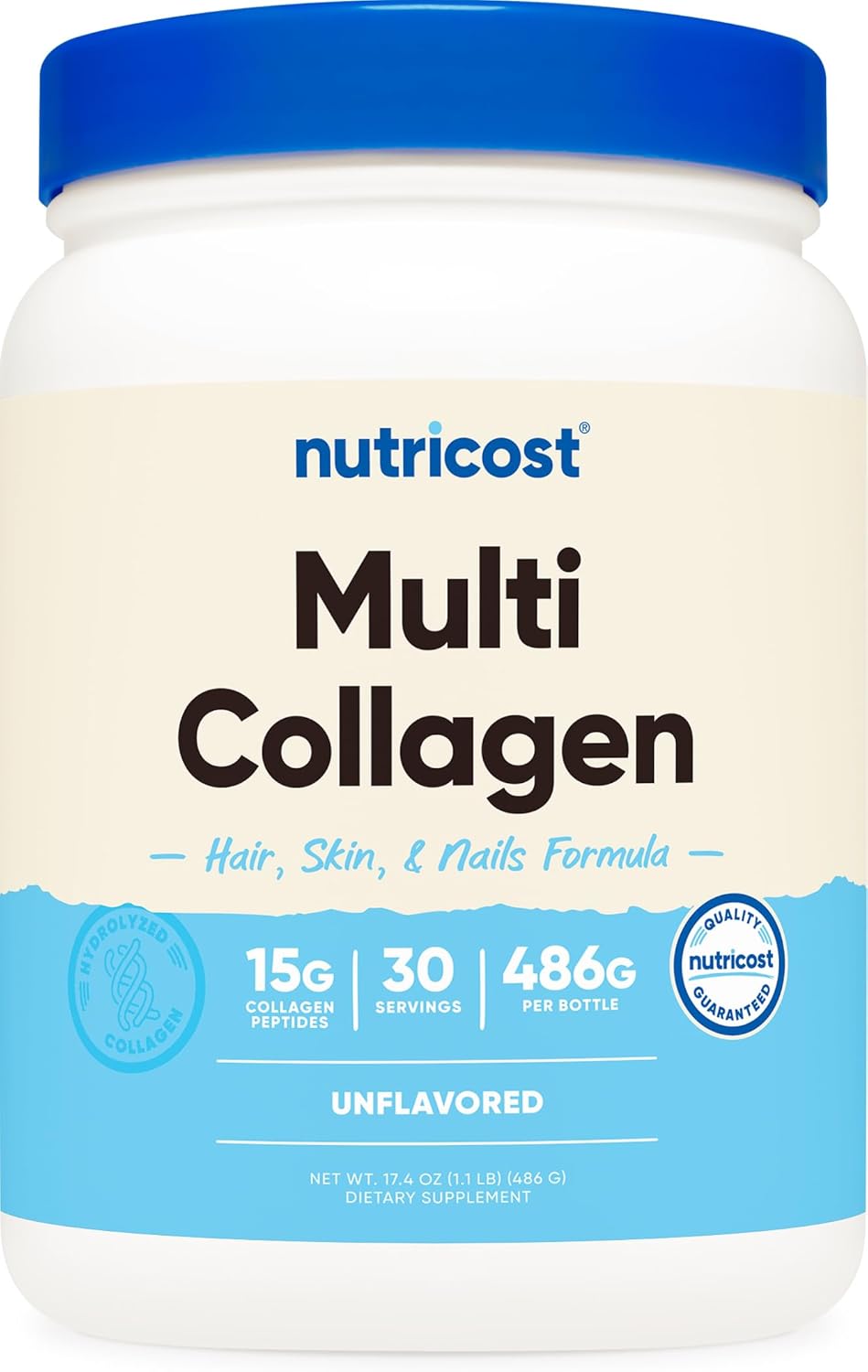 Nutricost Multi Collagen Protein Complex with Biotin and Hyaluronic Acid - 30 Servings