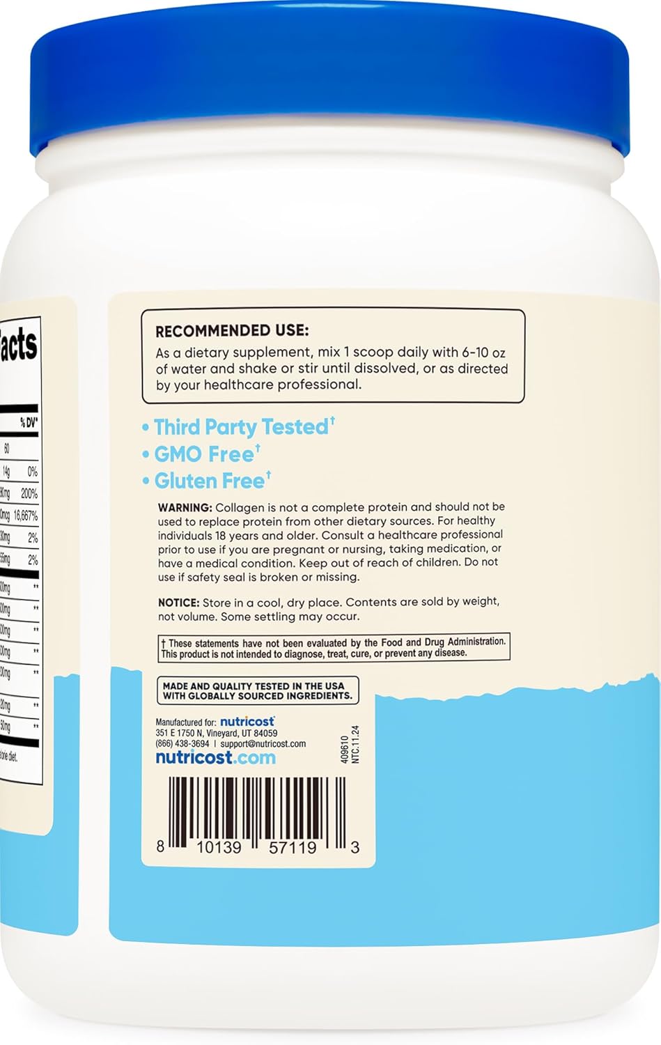 Nutricost Multi Collagen Protein Complex with Biotin and Hyaluronic Acid - 30 Servings