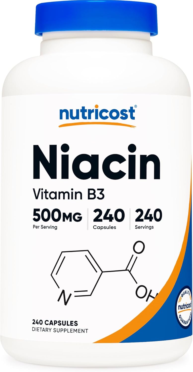 Nutricost Niacin (Vitamin B3) 500mg Capsules - 240 Count, Non-GMO, Gluten Free, Flush-Free Formula