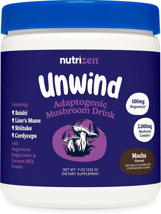 Nutricost Nutrizen PM Adaptogenic Mushroom Mocha Drink - 30 Servings with Reishi, Lion's Mane, Shiitake, Cordyceps