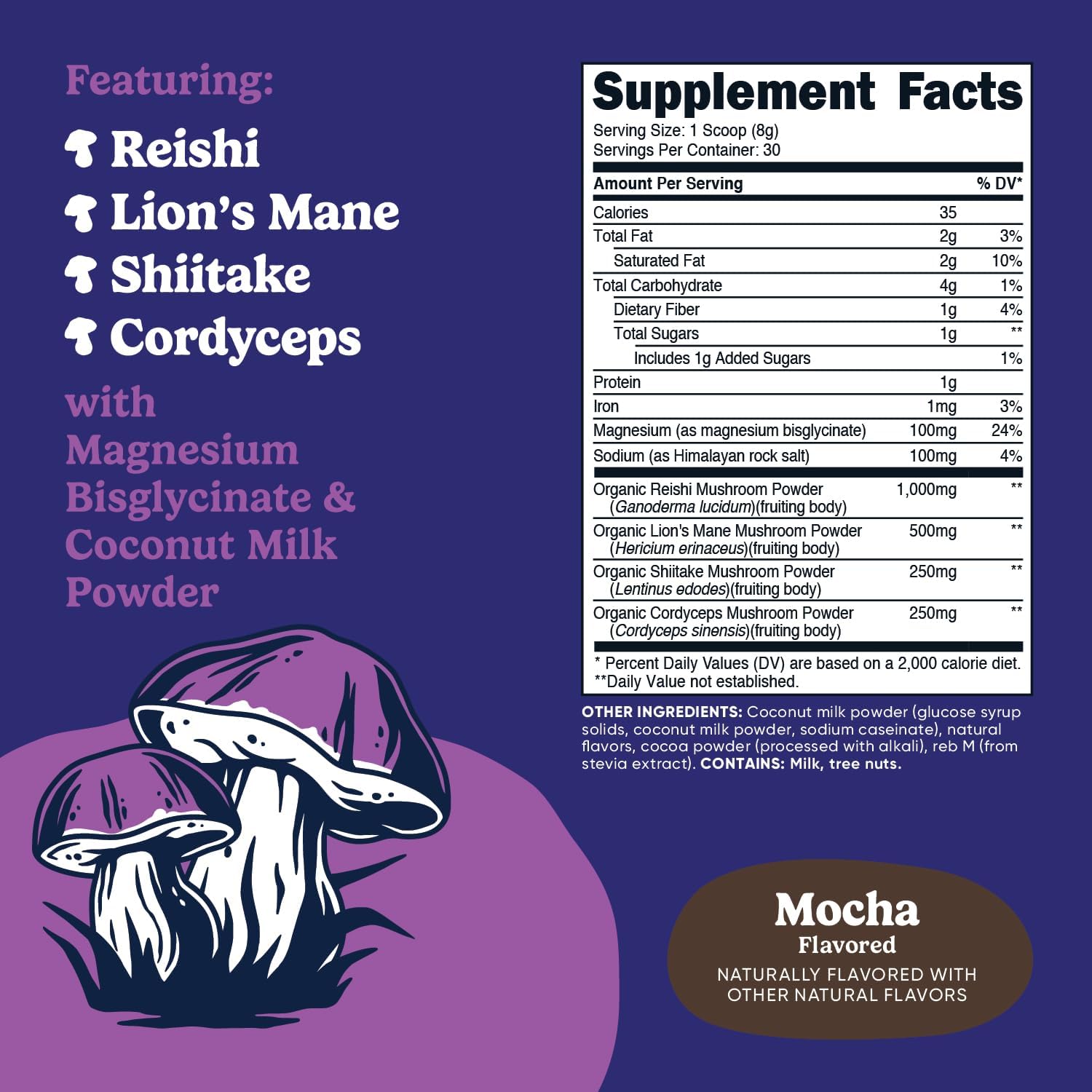 Nutricost Nutrizen PM Adaptogenic Mushroom Mocha Drink - 30 Servings with Reishi, Lion's Mane, Shiitake, Cordyceps