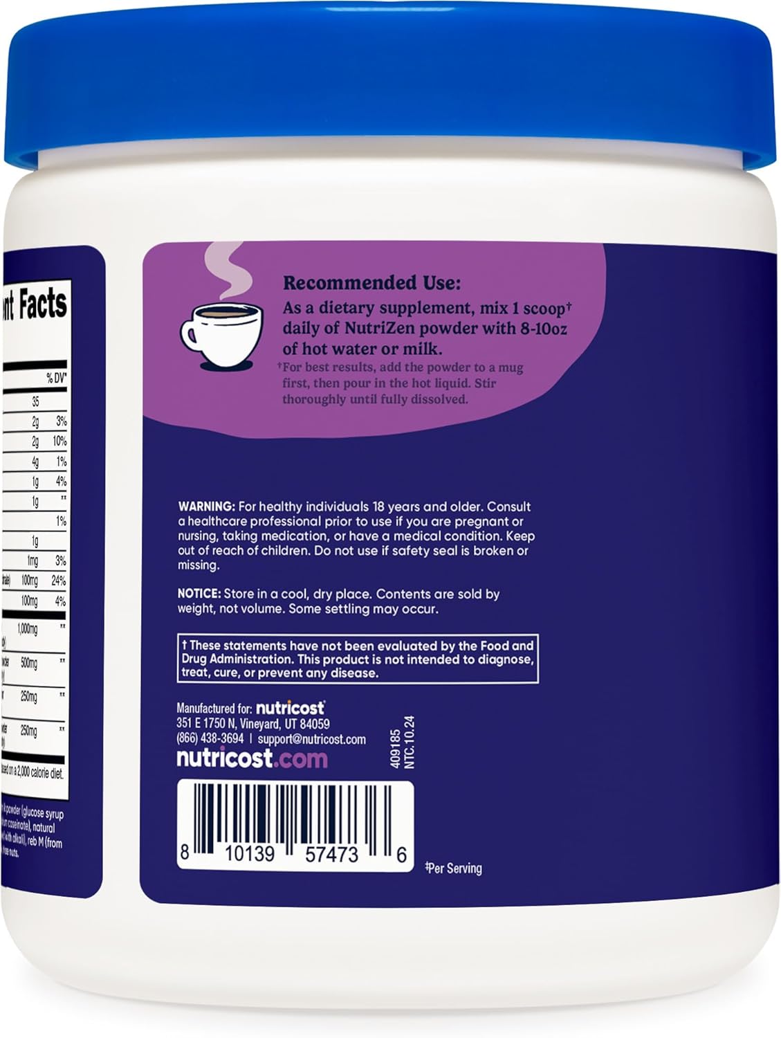 Nutricost Nutrizen PM Adaptogenic Mushroom Mocha Drink - 30 Servings with Reishi, Lion's Mane, Shiitake, Cordyceps