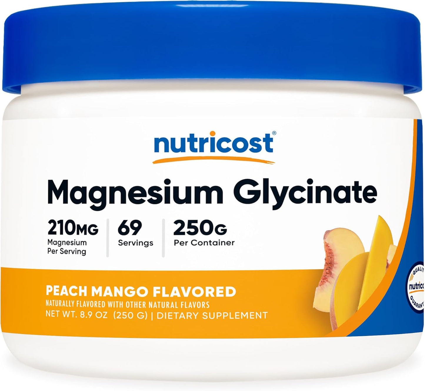 Nutricost Peach Mango Magnesium Glycinate Powder - 250g Bisglycinate Supplement