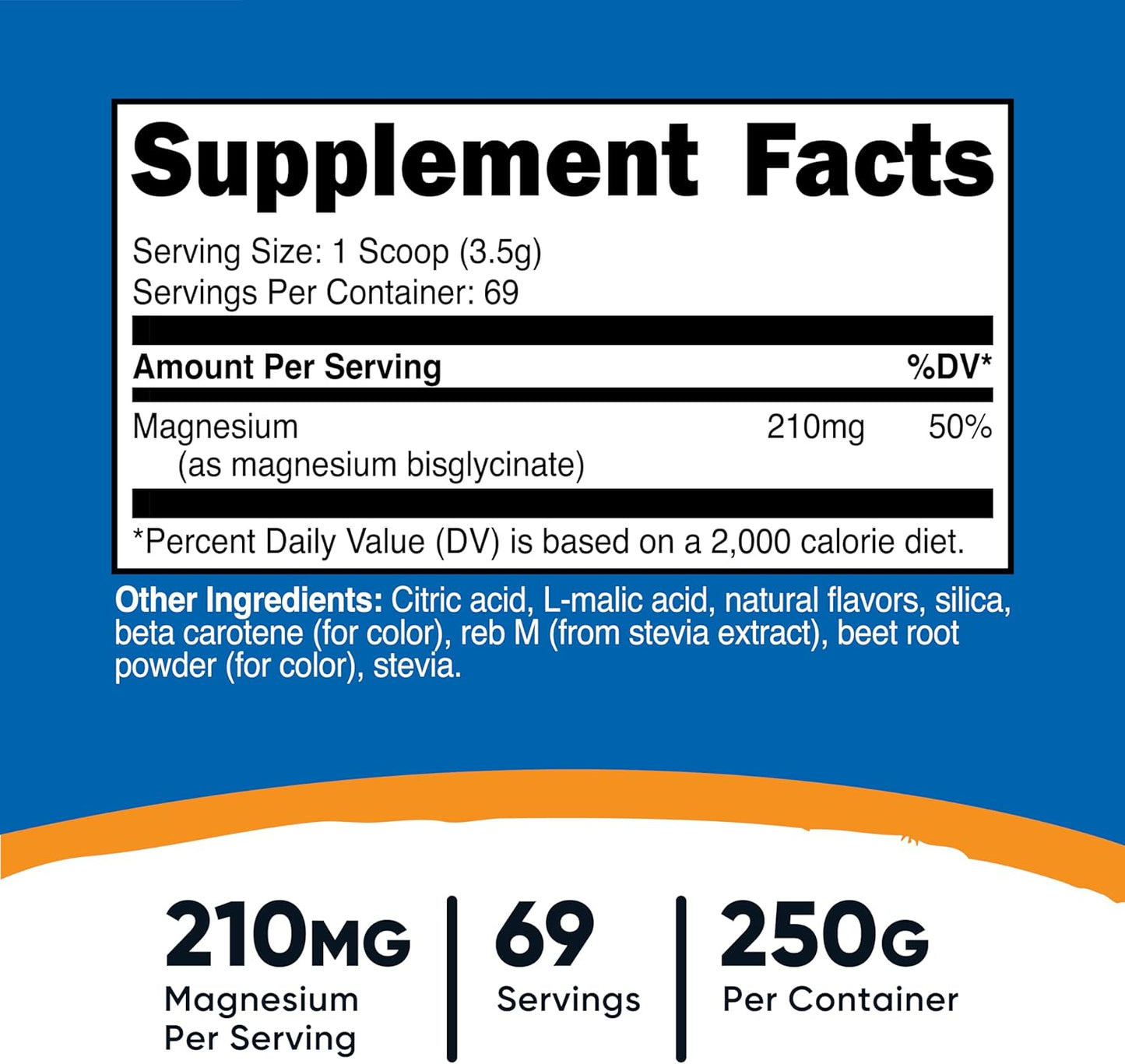 Nutricost Peach Mango Magnesium Glycinate Powder - 250g Bisglycinate Supplement