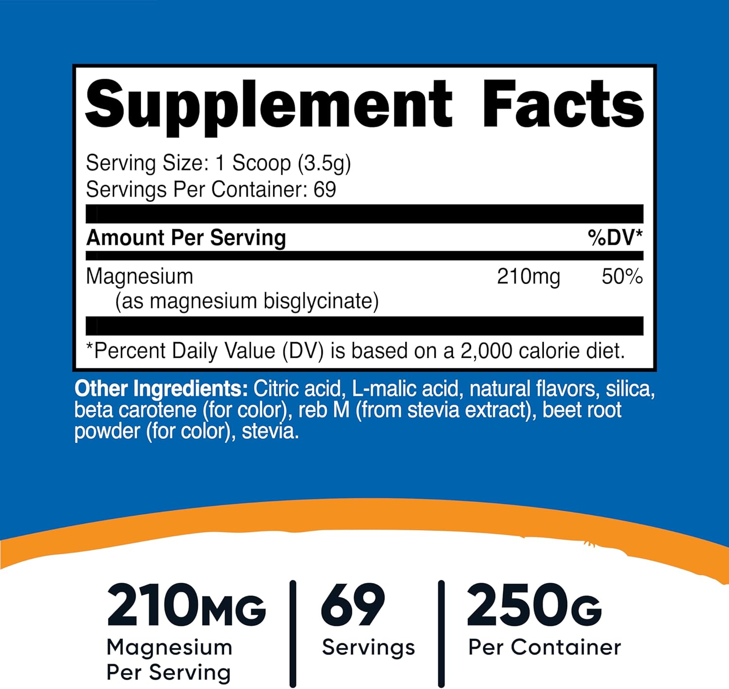 Nutricost Peach Mango Magnesium Glycinate Powder - 250g Bisglycinate Supplement