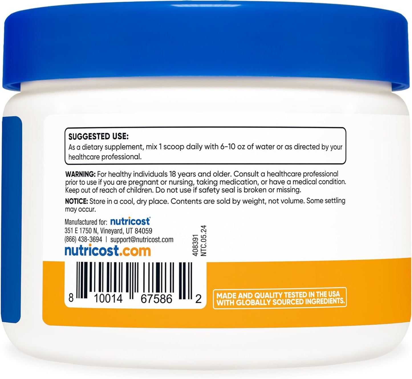 Nutricost Peach Mango Magnesium Glycinate Powder - 250g Bisglycinate Supplement
