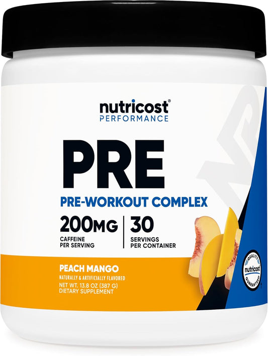 Nutricost Peach Mango Pre-Workout Powder - 30 Servings with Beta-Alanine, Taurine & Amino Acids