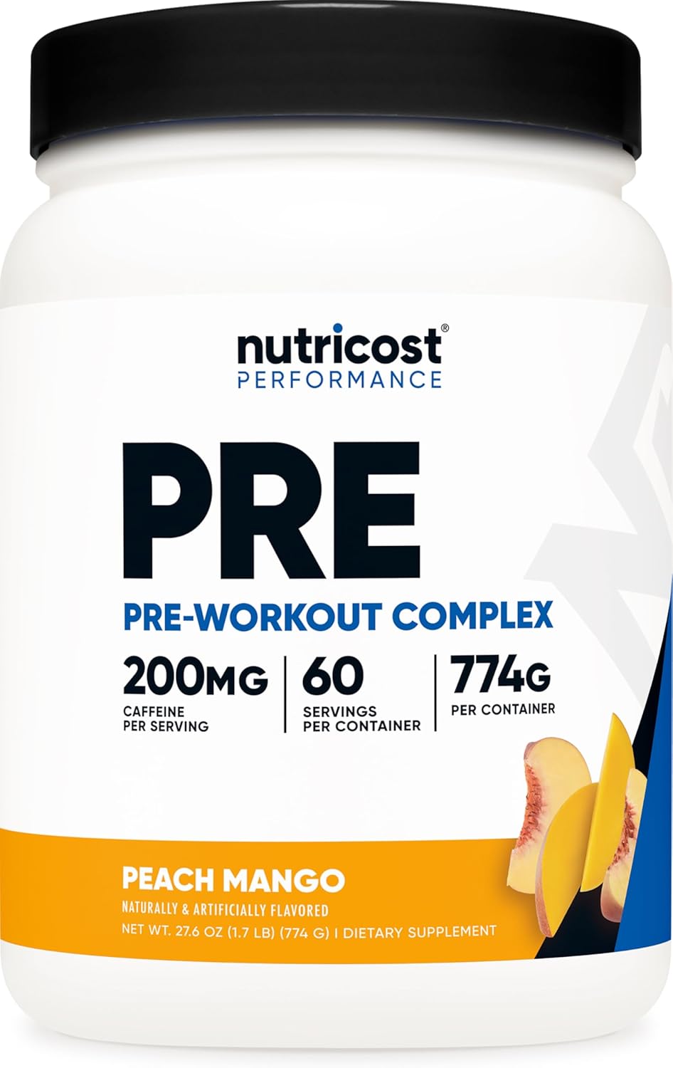 Nutricost Peach Mango Pre-Workout Powder - 60 Servings with Beta-Alanine, Taurine & Amino Acids