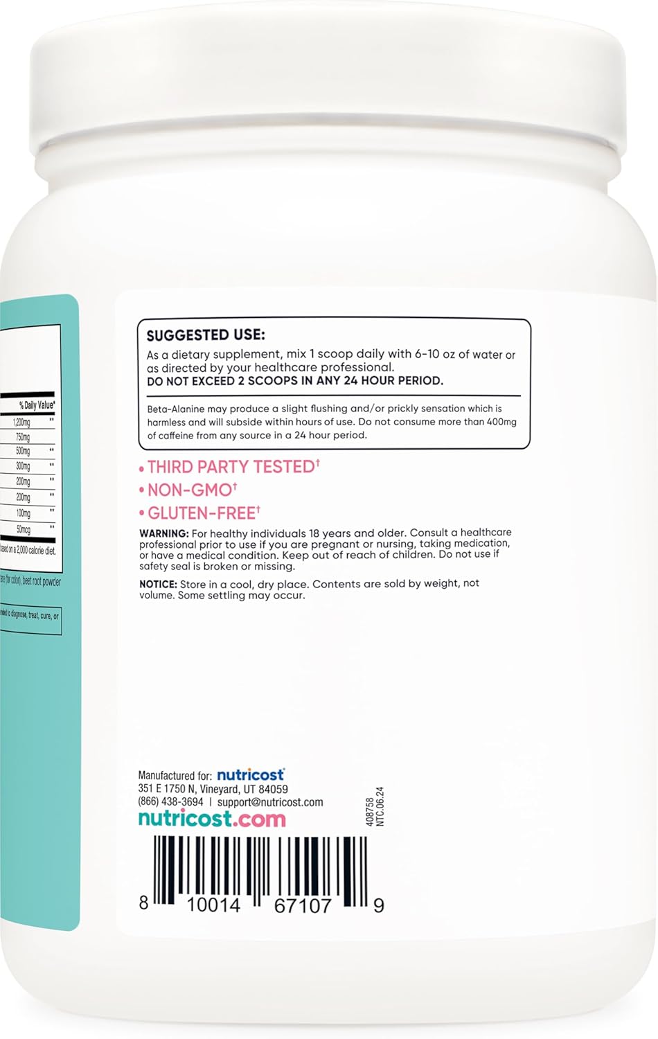 Nutricost Peach Mango Pre-Workout Powder for Women - 60 Servings