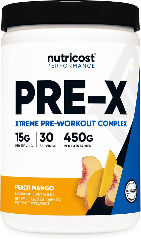 Nutricost Peach Mango Pre-X Xtreme Pre-Workout Powder - 30 Servings, Vegetarian, Non-GMO, Gluten Free