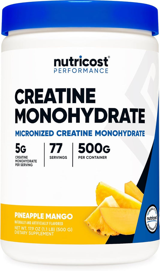 Nutricost Pineapple Mango Creatine Monohydrate Powder - 500g Micronized Supplement - Vegan, Non-GMO, Gluten-Free