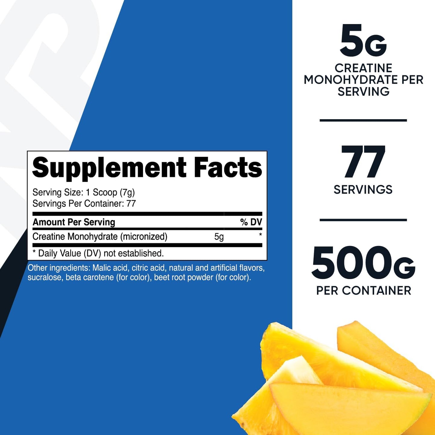 Nutricost Pineapple Mango Creatine Monohydrate Powder - 500g Micronized Supplement - Vegan, Non-GMO, Gluten-Free