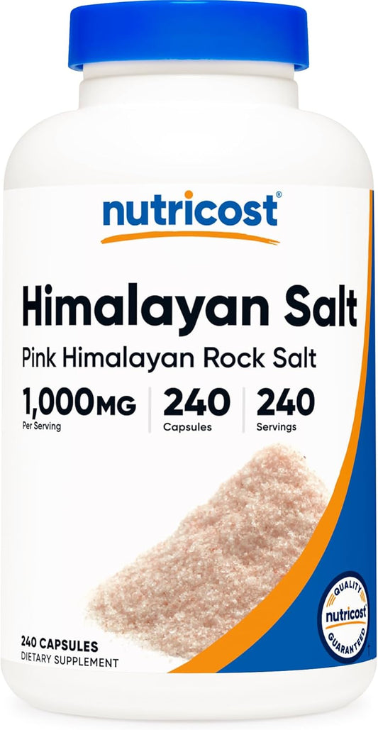 Nutricost Pink Himalayan Salt Capsules - 1000mg, 390mg Sodium, 240 Count - Non-GMO, Gluten-Free