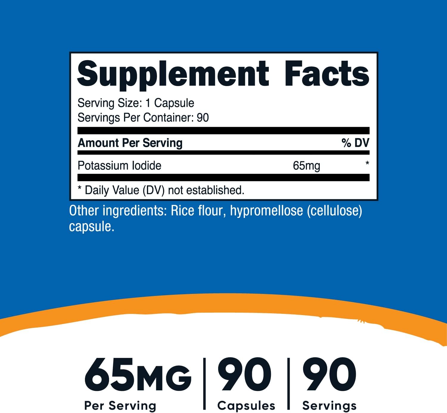 Nutricost Potassium Iodide Capsules - 90 Count, 65mg Per Serving, Vegetarian & Non-GMO