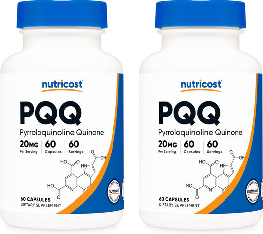 Nutricost PQQ (Pyrroloquinoline Quinone) 20mg Capsules - 120 Count, Non-GMO, Gluten Free, Vegetarian