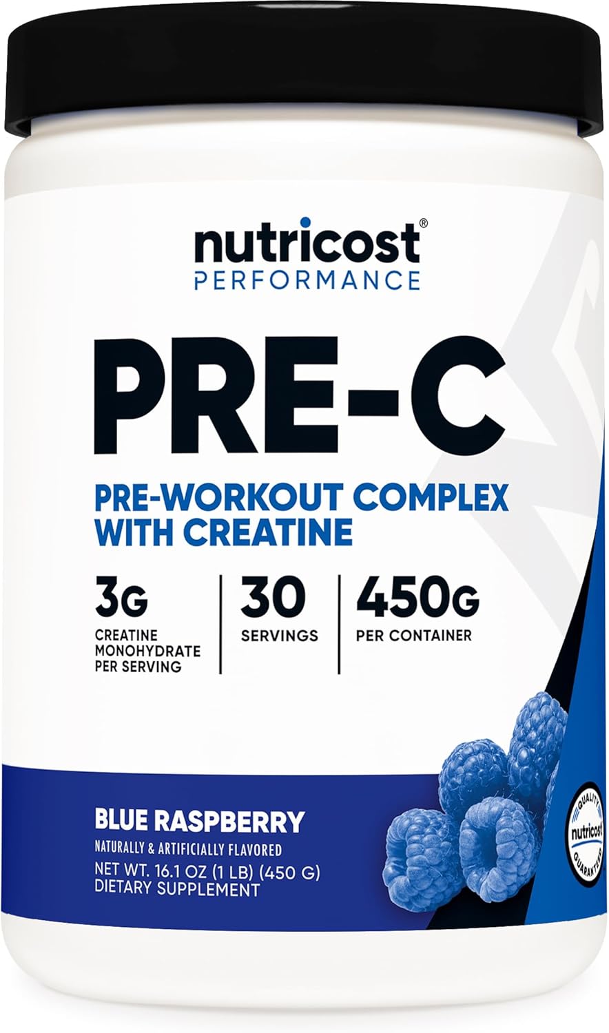 Nutricost Pre-Workout Complex with Creatine (Blue Raspberry Flavor | 30 Servings) - Enhance Fitness Performance, 450g Powder