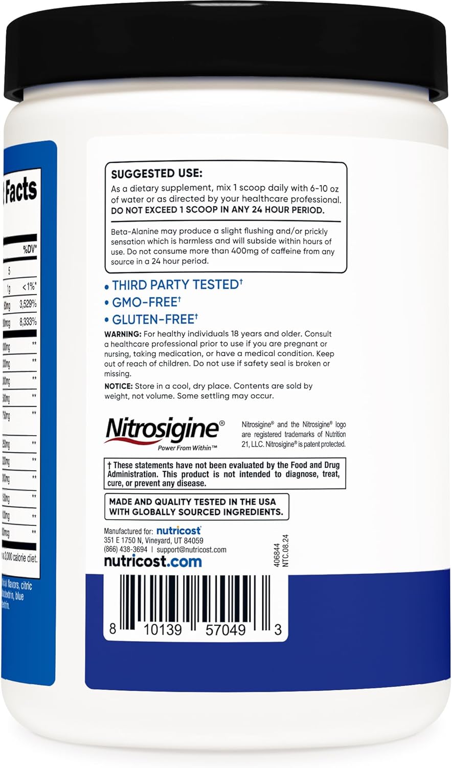 Nutricost Pre-Workout Complex with Creatine (Blue Raspberry Flavor | 30 Servings) - Enhance Fitness Performance, 450g Powder