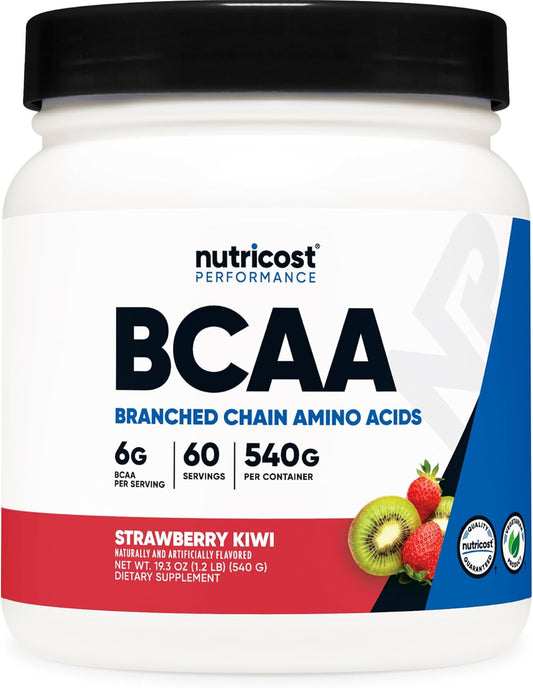 Nutricost Strawberry Kiwi BCAA Powder - 60 Servings, Optimal 2:1:1 Ratio