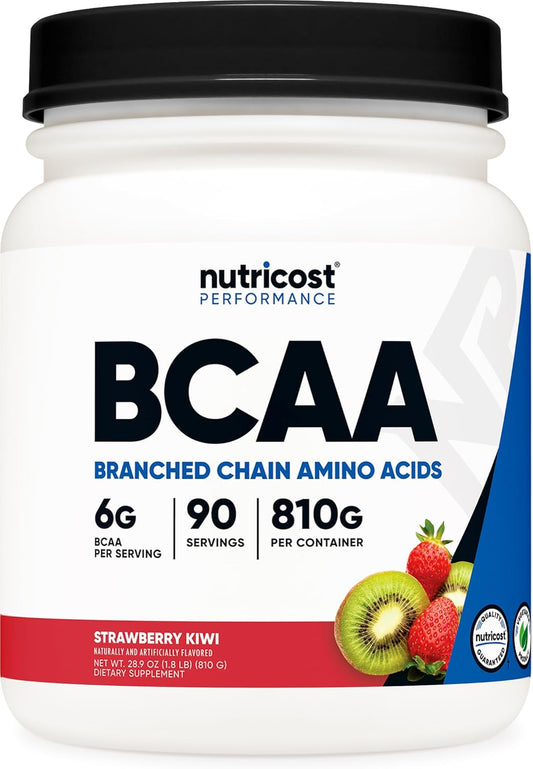 Nutricost Strawberry Kiwi BCAA Powder - 90 Servings, Optimal 2:1:1 Ratio for Muscle Recovery and Growth