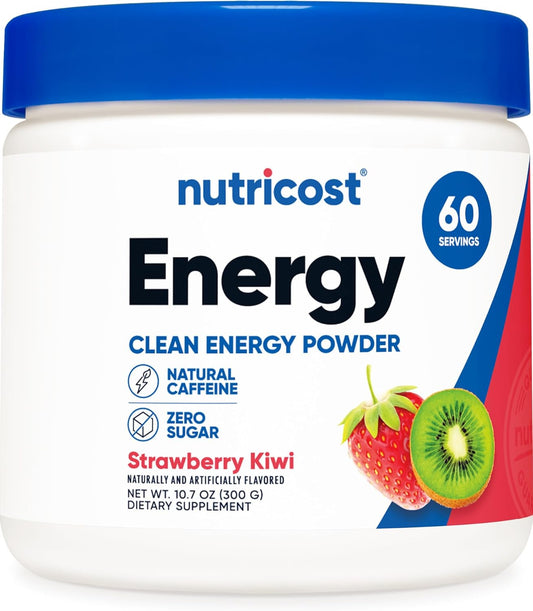 Nutricost Strawberry Kiwi Energy Complex Powder - 60 Servings, 300g Clean Energy Dietary Supplement