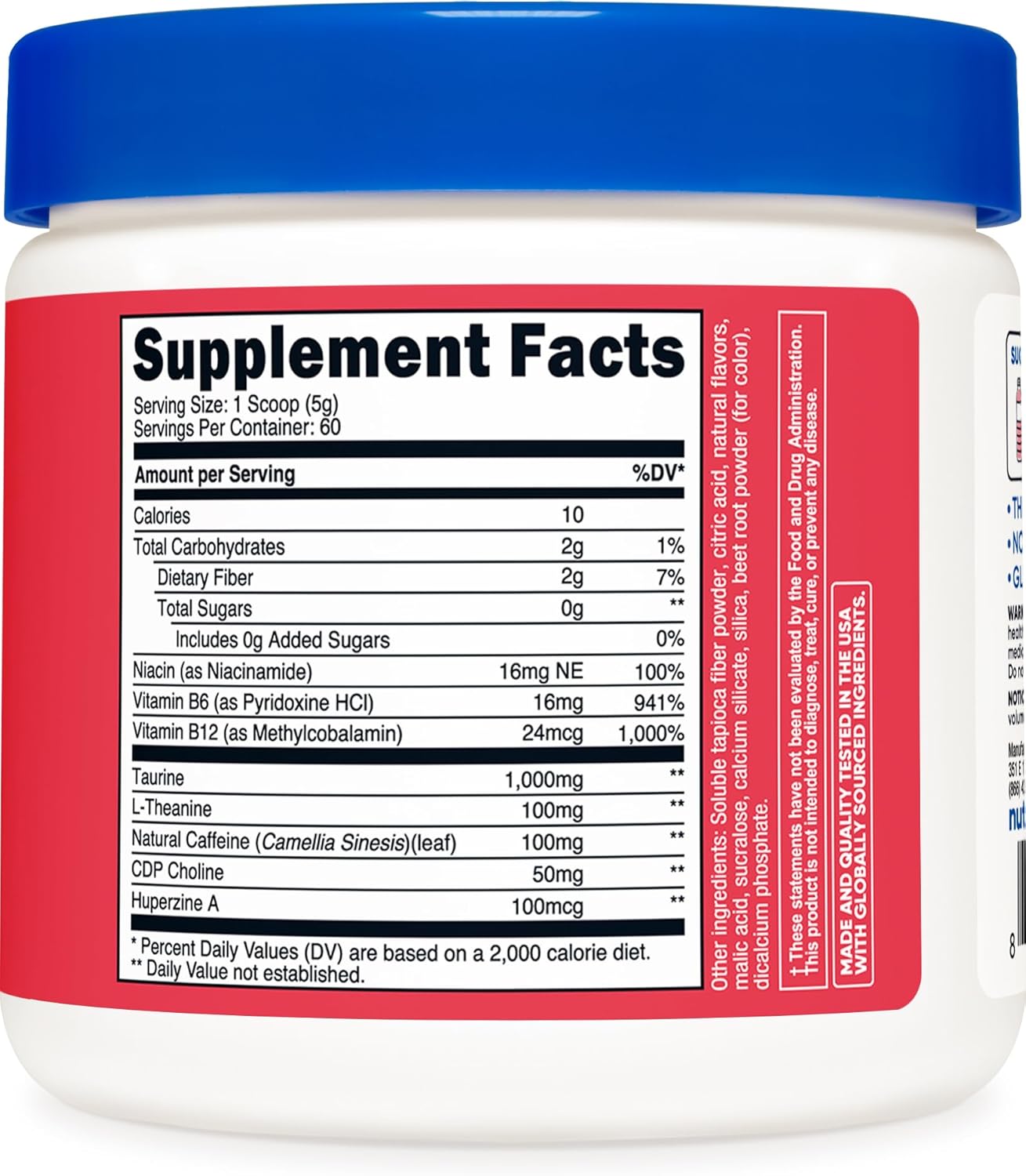 Nutricost Strawberry Kiwi Energy Complex Powder - 60 Servings, 300g Clean Energy Dietary Supplement