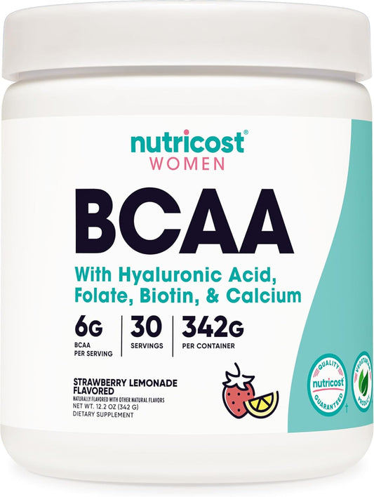 Nutricost Strawberry Lemonade BCAA for Women - 30 Servings, Non-GMO & Gluten-Free - Specifically Formulated