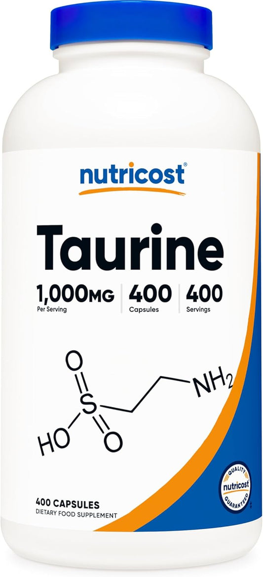 Nutricost Taurine Supplement 1000mg, 400 Count Capsules