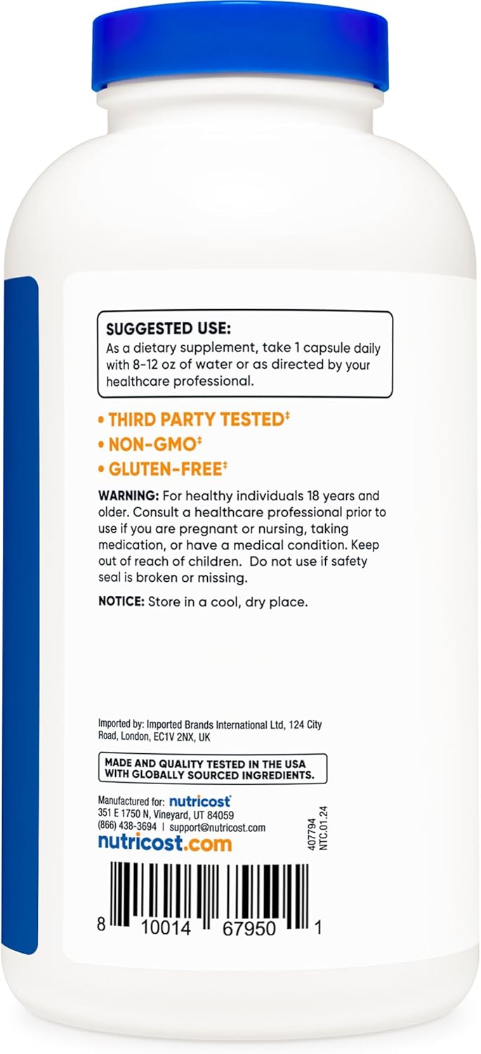 Nutricost Taurine Supplement 1000mg, 400 Count Capsules