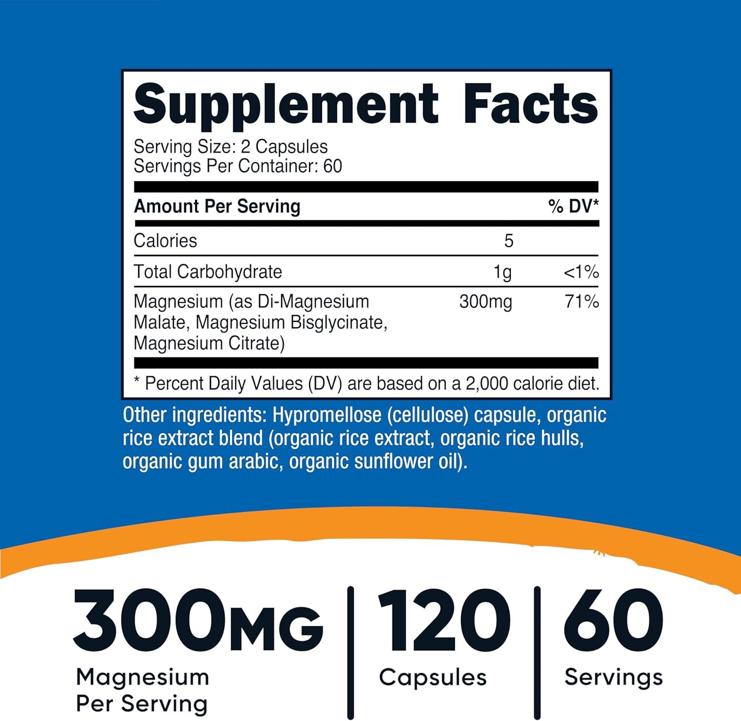 Nutricost Triple Magnesium Complex Capsules - 300mg, 120 Count - Di-Magnesium Malate, Bisglycinate, Citrate - 60 Servings