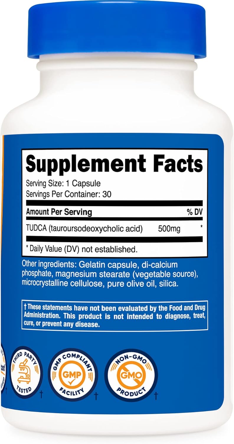 Nutricost Tudca 500mg Capsules - High-Quality Tauroursodeoxycholic Acid Supplement, Gluten-Free - 30 Count