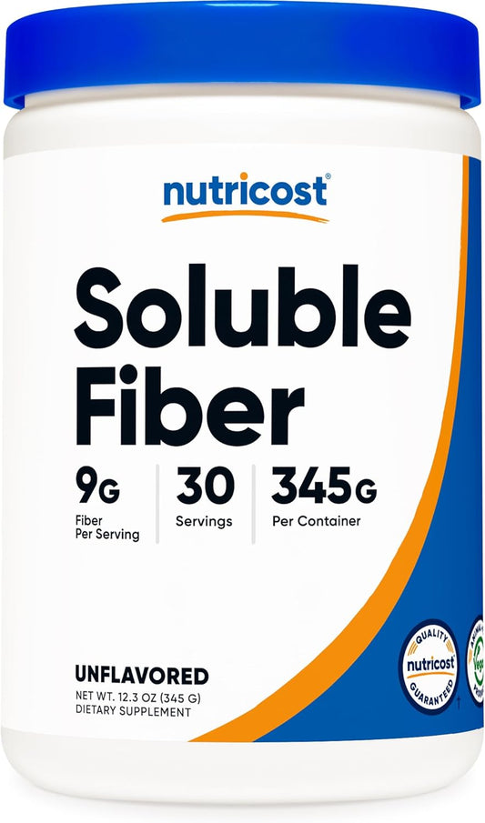 Nutricost Unflavored Soluble Fiber Powder - 30 Servings, Vegan, Non-GMO, Gluten Free