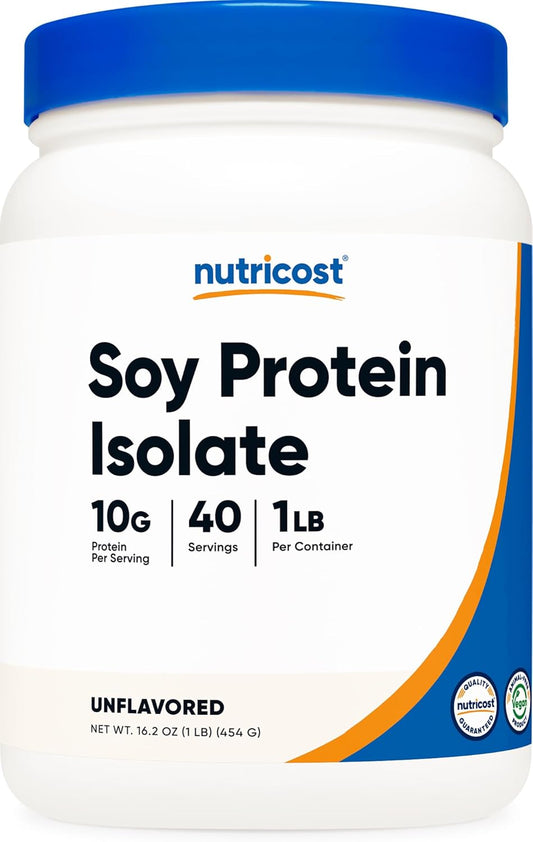 Nutricost Unflavored Soy Protein Isolate Powder - 1 LB, 10g Protein Per Serving, Vegan, GMO-Free, Gluten-Free