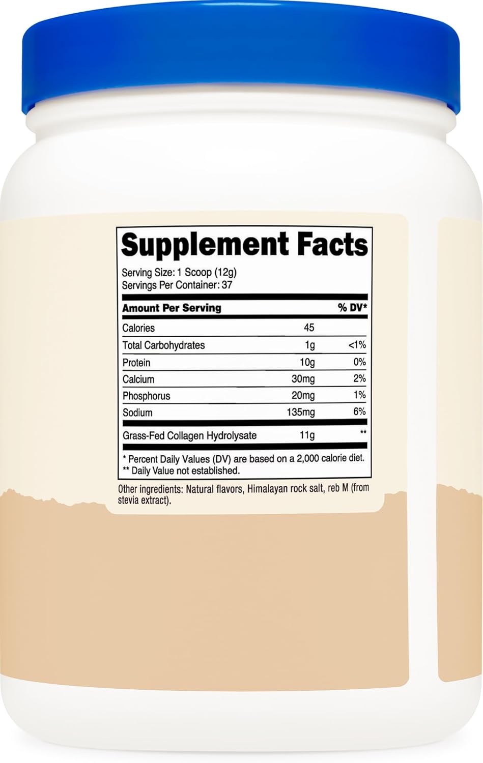 Nutricost Vanilla Grass-Fed Bovine Collagen Powder - 1LB (454 G) - Hydrolyzed Collagen Peptides