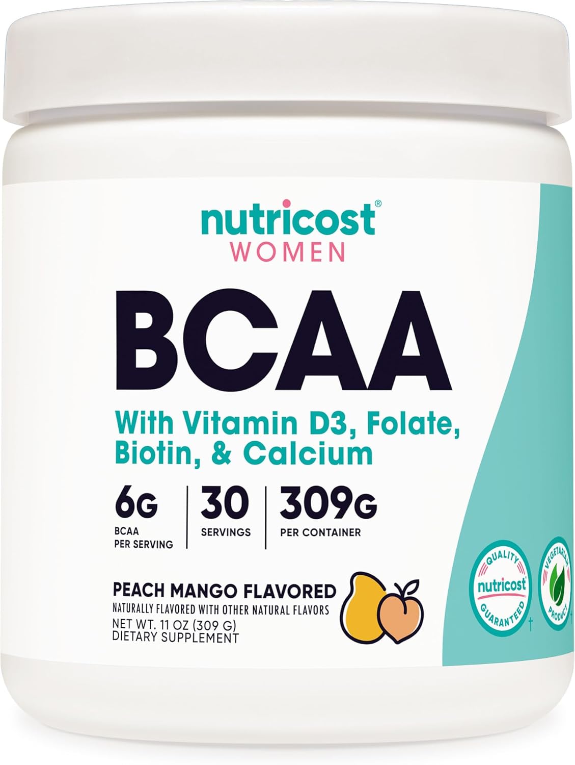 Nutricost Women's BCAA (Peach Mango, 30 Servings) - Female-Focused Formula, Non-GMO & Gluten-Free