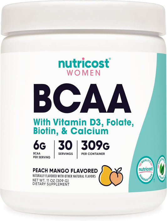 Nutricost Women's BCAA (Peach Mango, 30 Servings) - Female-Focused Formula, Non-GMO & Gluten-Free