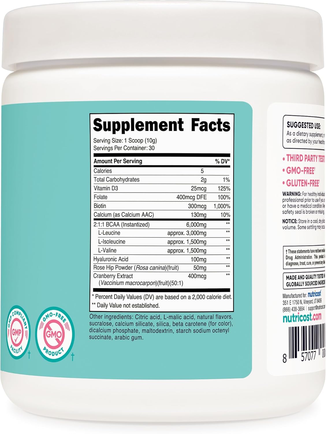 Nutricost Women's BCAA (Peach Mango, 30 Servings) - Female-Focused Formula, Non-GMO & Gluten-Free