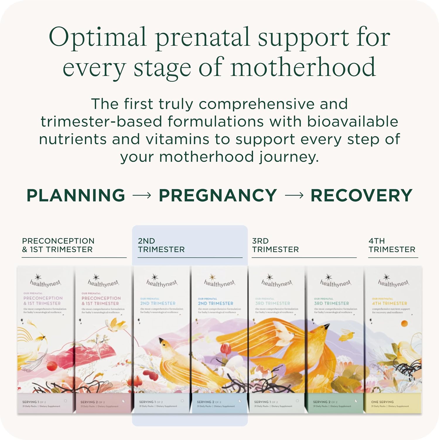Nutrient-Rich Healthybaby HealthyNest Prenatal Vitamins | Supports Fetal Brain Development | Methylfolate, Choline, DHA, Iron | 31 Day Supply