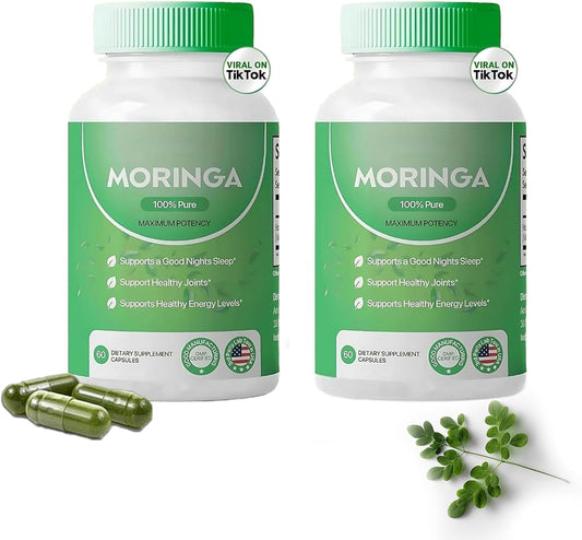 Nutrient-Rich Moringa Capsules - Promotes Energy and Gut Health - 800mg - Pack of 2
