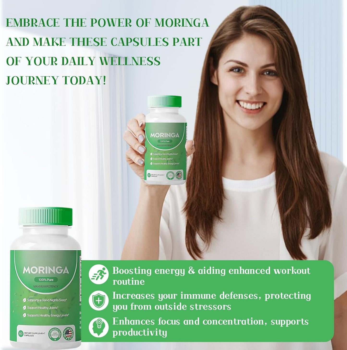 Nutrient-Rich Moringa Capsules - Promotes Energy and Gut Health - 800mg - Pack of 2