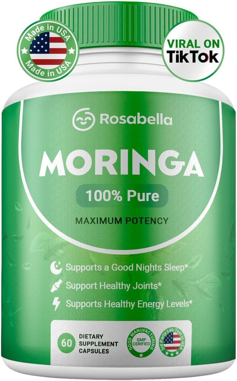 Nutrient-Rich Moringa Powder Capsules for Energy, Skin & Gut Health - Green Antioxidant Superfood with Essential Vitamins & Amino Acids