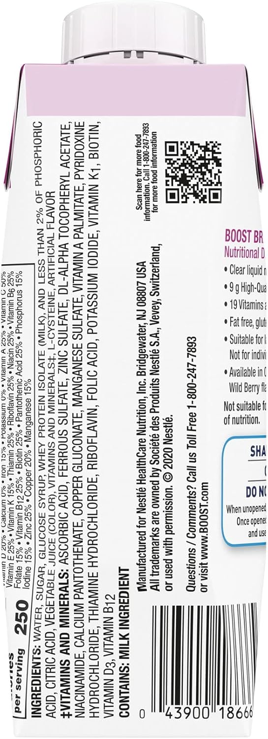 Nutrient-Rich Protein Drinks Bundle: BOOST Breeze Wild Berry & Ensure Clear Mixed Fruit, 9g Protein, 250 Calories, 0g Fat, 8 fl oz & 10 fl oz (Pack of 12)