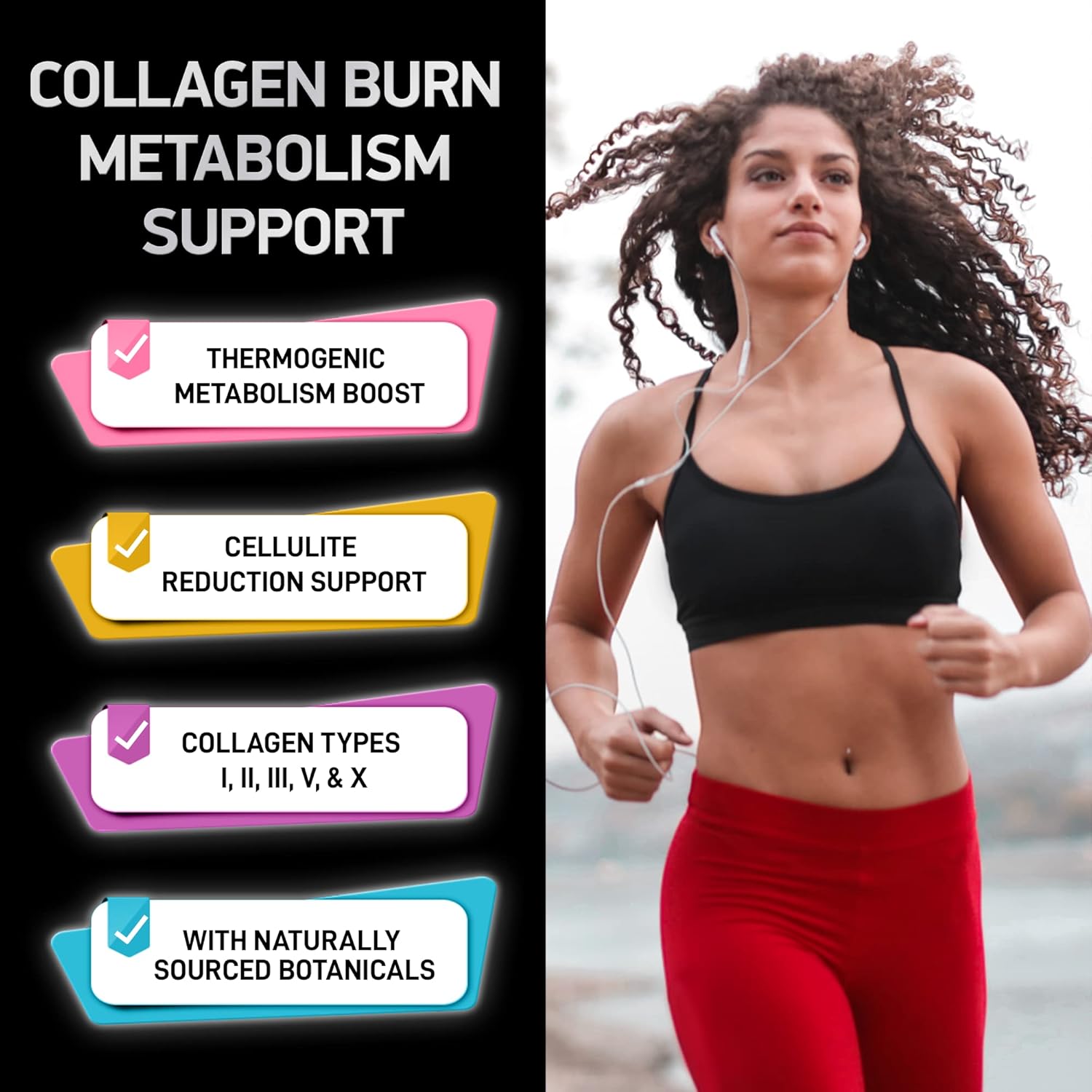 Nutrient-Rich Thermogenic Multi Collagen Capsules with Hyaluronic Acid - Type I, II, III, V, X - 2-Pack, 180 Capsules