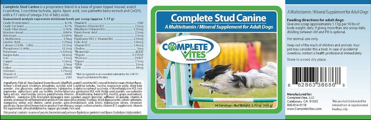 Nutrient-Rich Vitamin & Mineral Supplement for Small Breeding Stud Dogs - Improve Sperm Quality and Breeding Potential - 105g