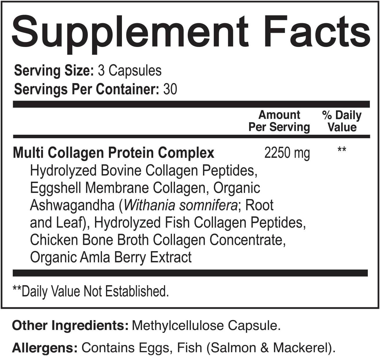 NutriFlair Multi Collagen Peptides 2250mg Capsules - Type I, II, III, V, X - Supplements for Hair, Skin, Nails - Hydrolyzed Protein - Non-GMO